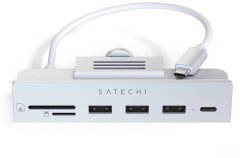 Satechi USB-C Clamp Hub iMac 24" (2021), USB-C 5 Gbps, 3x USB-A 3.0 5 Gbps, strieborná