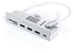 Satechi USB-C Clamp Hub iMac 24" (2021), USB-C 5 Gbps, 3x USB-A 3.0 5 Gbps, strieborná