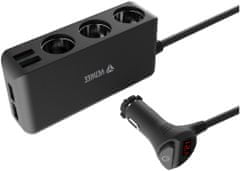 Yenkee nabíjecí adaptér do auta YAC 450, 4x USB-A, 3x 12V, čierna