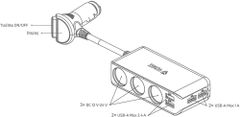 Yenkee nabíjecí adaptér do auta YAC 450, 4x USB-A, 3x 12V, čierna