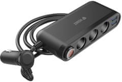 Yenkee nabíjecí adaptér do auta YAC 470, 3x USB-A, USB-C, 3x 12V, čierna