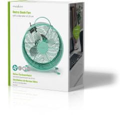 Nedis stolní ventilátor, 25cm, 20W, 2 rychlosti, tyrkysová