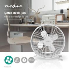 Nedis stolní ventilátor, 25cm, 20W, 2 rychlosti, biela