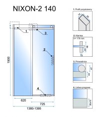 REA Posuvné sprchové dvere Nixon-2 140, pravé REA-K5007 - Rea