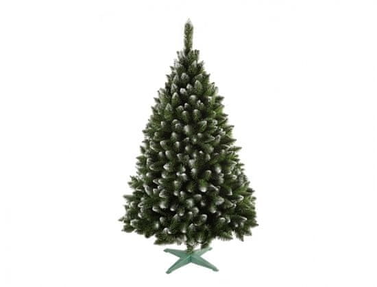 eoshop stromček JEDLO umelý vianočné s bielymi konci + stojan 220cm