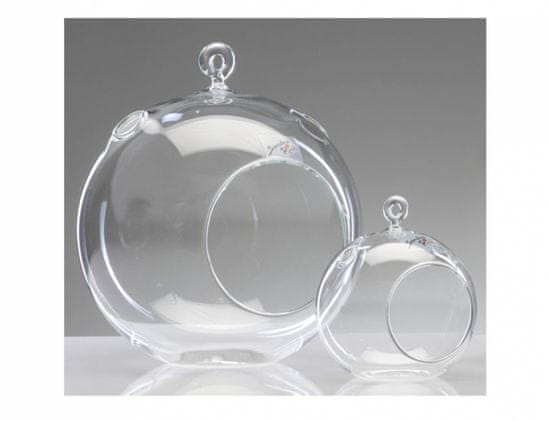 eoshop Váza BALL závěsem+2 otvory sklenená 17x18x20cm
