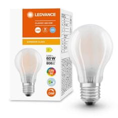 LEDVANCE Stmievateľná LED žiarovka E27 A60 5,8W = 60W 806lm 4000K Neutrálna biela 300° CRI90 Filament Mliečny Superior