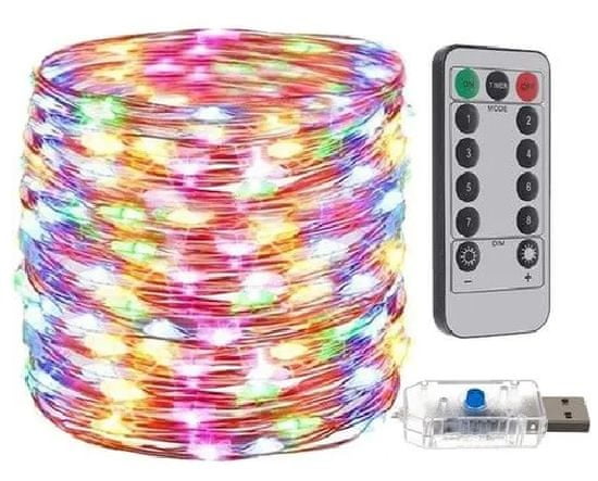 Bezdoteku LEDSolar 300 Vianočná reťaz 30m USB s háčikmi, 300 LED, diaľkové ovládanie, Multicolor