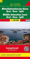 Freytag & Berndt AK 0705 Pobrežie strednej Dalmácie, Brač, Hvar, Split 1:100 000 (Chorvátsko List 3) /automapa + rekreačná mapa