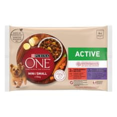 Purina ONE MINI Dog Active Hovädzia a kačica v šťave 48x85 g