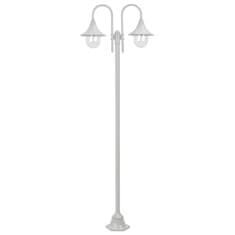 Vidaxl Záhradná stĺpová lampa E27 220 cm hliníková 2 lampáše biela