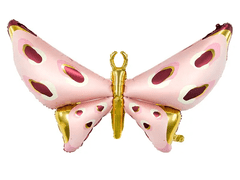 PartyDeco Fóliový balón supershape Motýľ ružovo-zlatý 120x87cm