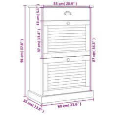 Vidaxl Skrinka na topánky VIGO 60x35x96 cm masívna borovica