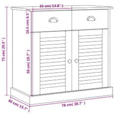 Vidaxl Komoda so zásuvkami VIGO 78x40x75 cm borovicový masív