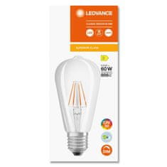 LEDVANCE Stmievateľná LED žiarovka E27 ST64 5,8W = 60W 806lm 4000K Neutrálna biela 300° CRI90 Filament Superior