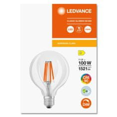 LEDVANCE Stmievateľná LED žiarovka E27 G95 11W = 100W 1521lm 4000K Neutrálna biela 300° CRI90 Filament Superior