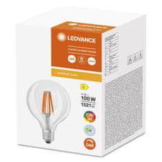 LEDVANCE Stmievateľná LED žiarovka E27 G95 11W = 100W 1521lm 4000K Neutrálna biela 300° CRI90 Filament Superior