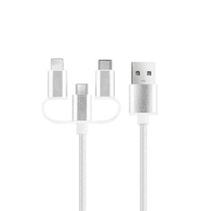 setty. SC-3W1N01 USB kábel 3v1 (USB, Lightning, USB-C, microUSB), biela (GSM113221)