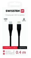 SWISSTEN USB kabel USB-C/ Lightning, 0, 4m - černý