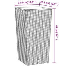 Vidaxl Kvetináč s vyberateľnou vložkou hnedý 21 / 49 l PP ratan