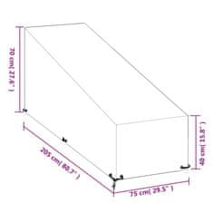 Vidaxl Kryty na lehátko 2 ks 12 očiek 205x75x40/70 cm polyetylén