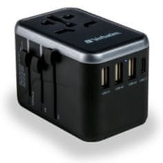 VERBATIM UTA-04 Universal Travel Adapter with 1 x USB-C PD 61W & QC 3.0 / 1 x USB-C / 3 x USB-A