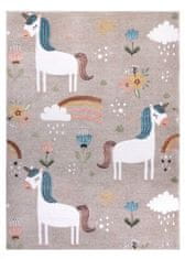 Dywany Łuszczów Detský kusový koberec Fun Unicorn with rainbow beige 80x150