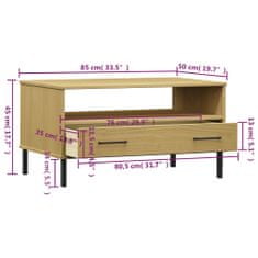 Vidaxl Konferenčný stolík hnedý 85x50x45 cm masívne drevo OSLO