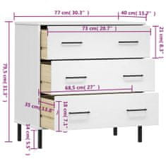 Vidaxl Komoda s 3 zásuvkami biela 77x40x79,5 cm masívne drevo OSLO