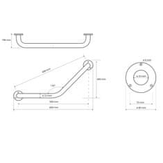 SAPHO HANDICAP madlo 120° 400/400mm, biela XH501W - Sapho