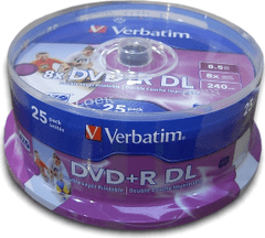 VERBATIM DVD+R DoubleLayer 8,5GB/ 8x/ Inkjet printable/ 25pack/ spindle