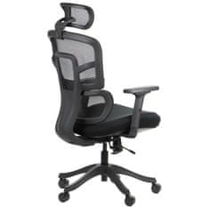 STEMA Otočná ergonomická kancelárska stolička TREX, nylonová podnož, nastaviteľné podrúčky, posuvné sedadlo (vpredu-vzadu), čierna