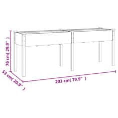 Vidaxl Kvetináč s vložkou 203x53x76 cm jedľový masív