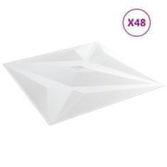 Vidaxl Nástenné panely 48 ks biele 50x50 cm EPS 12 m² hviezda