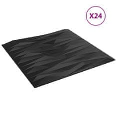 Vidaxl Nástenné panely 24 ks čierne 50x50 cm EPS 6 m² kameň