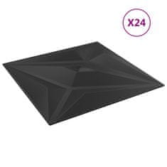 Vidaxl Nástenné panely 24 ks čierne 50x50 cm EPS 6 m² hviezda