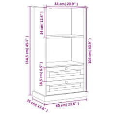 Vidaxl Knižnica VIGO biela 60x35x114,5 cm masívna borovica