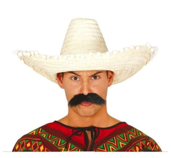 Klobúk pre dospelých sombrero s pomponmi - 50 cm