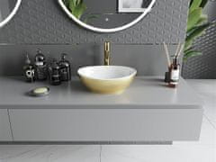 Mexen Elza, keramické umývadlo na dosku 405 x 330 mm, biela-zlatý štruktúrovaný vzor, 21014017