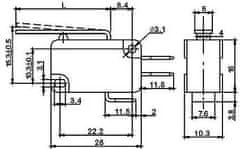 HADEX Mikrospínač MSW-02, ON-(ON) 1pol.250V/10A s páčkou