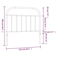 Vidaxl Kovové čelo postele čierne 107 cm