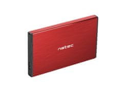 Natec Externý box pre HDD 2,5" USB 3.0 Rhino Go, červený, hliníkové telo