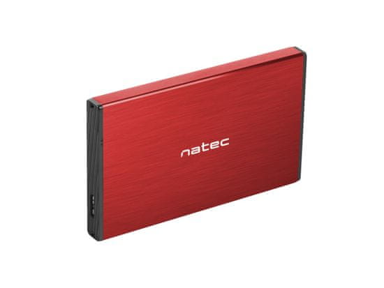 Natec Externý box pre HDD 2,5" USB 3.0 Rhino Go, červený, hliníkové telo