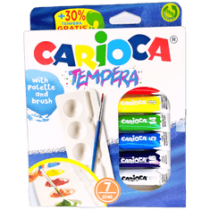 Carioca Temperové farby Carioca 10 ml 7 ks + paleta + štetec zdarma