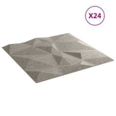 Vidaxl Nástenné panely 24 ks betónové sivé 50x50 cm EPS 6 m² diamant