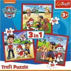 Puzzle Tlapková patrola Veselí pejsci 3v1 - (20,36,50 dílků)