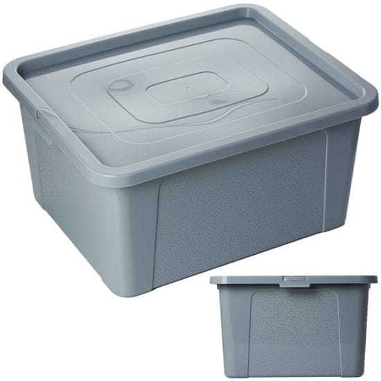 EDANTI Plastový Box S Vekom Multibox 40X33X20 Cm, 20 L, Sivý