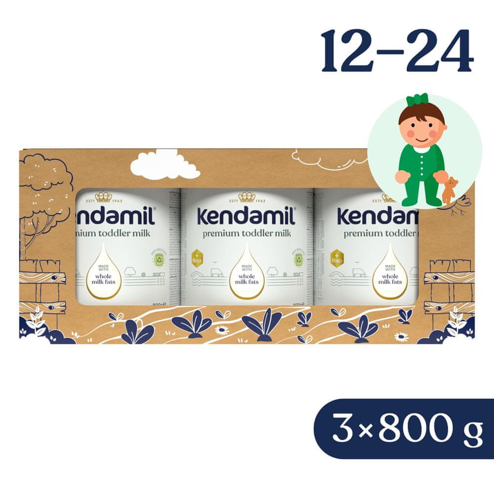 Kendamil Premium 3 HMO+ (3× 800 g), rozprávkové balenie s divadlom O veľkej repe