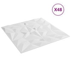 Vidaxl Nástenné panely 48 ks biele 50x50 cm EPS 12 m² ametyst