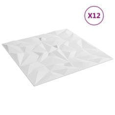 Vidaxl Nástenné panely 12 ks biele 50x50 cm EPS 3 m² ametyst